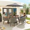 Nova Outdoor Fabric Edge Light Grey 6 Seat Round Dining Set