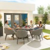 Nova Outdoor Fabric Edge Light Grey 6 Seat Round Dining Set