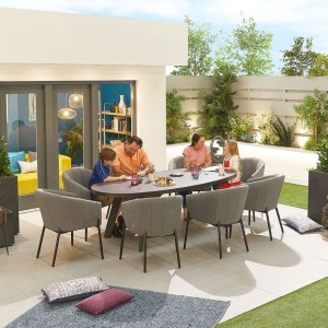Nova Outdoor Fabric Edge Light Grey 8 Seat Oval Dining Set Nova Outdoor Fabric Edge Light Grey 8 Seat Oval Dining Set