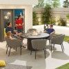 Nova Outdoor Fabric Edge Light Grey 6 Seat Round Dining Set with Firepit