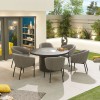 Nova Outdoor Fabric Edge Light Grey 6 Seat Round Dining Set with Firepit