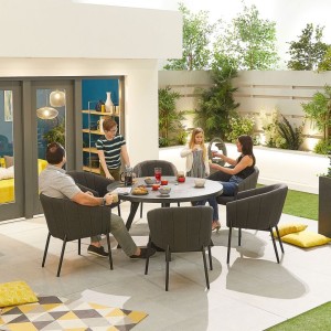 Nova Outdoor Fabric Edge Dark Grey 6 Seat Round Dining Set Nova Outdoor Fabric Edge Dark Grey 6 Seat Round Dining Set