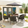 Nova Outdoor Fabric Edge Dark Grey 6 Seat Round Dining Set