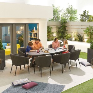Nova Outdoor Fabric Edge Dark Grey 8 Seat Oval Dining Set Nova Outdoor Fabric Edge Dark Grey 8 Seat Oval Dining Set