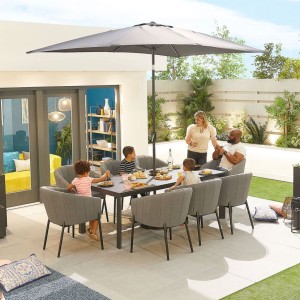 Nova Outdoor Fabric Edge Light Grey 8 Seat Rectangular Dining Set Nova Outdoor Fabric Edge Light Grey 8 Seat Rectangular Dining Set