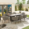 Nova Outdoor Fabric Edge Light Grey 8 Seat Rectangular Dining Set with Firepit