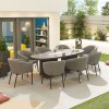 Nova Outdoor Fabric Edge Light Grey 8 Seat Oval Dining Set with Firepit