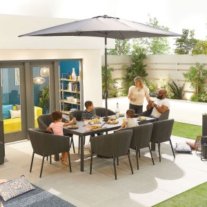 Nova Outdoor Fabric Edge Dark Grey 8 Seat Rectangular Dining Set Nova Outdoor Fabric Edge Dark Grey 8 Seat Rectangular Dining Set