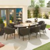 Nova Outdoor Fabric Edge Dark Grey 8 Seat Oval Dining Set with Firepit