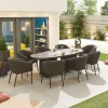 Nova Outdoor Fabric Edge Dark Grey 8 Seat Oval Dining Set with Firepit