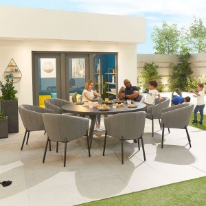 Nova Outdoor Fabric Edge Light Grey 8 Seat Round Dining Set Nova Outdoor Fabric Edge Light Grey 8 Seat Round Dining Set