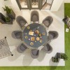 Nova Outdoor Fabric Edge Light Grey 8 Seat Round Dining Set