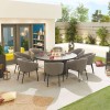 Nova Outdoor Fabric Edge Light Grey 8 Seat Round Dining Set with Firepit