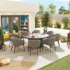 Nova Outdoor Fabric Edge Light Grey 8 Seat Round Dining Set with Firepit