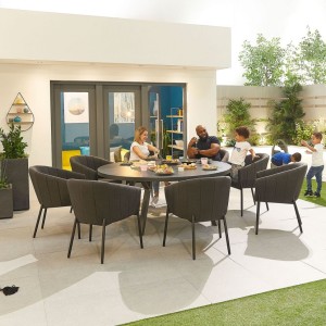 Nova Outdoor Fabric Edge Dark Grey 8 Seat Round Dining Set Nova Outdoor Fabric Edge Dark Grey 8 Seat Round Dining Set