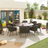 Nova Outdoor Fabric Edge Dark Grey 8 Seat Round Dining Set with Firepit