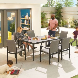 Nova Outdoor Fabric Hugo Light Grey 6 Seat Rectangular Dining Set