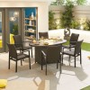 Nova Outdoor Fabric Hugo Dark Grey 6 Seat Oval Dining Set with Firepit