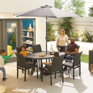 Nova Outdoor Fabric Hugo Dark Grey 6 Seat Oval Dining Set