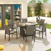 Nova Outdoor Fabric Hugo Light Grey 6 Seat Oval Dining Set with Firepit