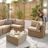 Nova Garden Furniture Chelsea Willow Rattan 1C Corner Sofa Set with Fire Pit