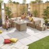 Nova Garden Furniture Chelsea Willow Rattan 1C Corner Sofa Set with Fire Pit