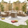 Nova Garden Furniture Chelsea Willow Rattan 1C Corner Sofa Set with Fire Pit