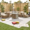 Nova Garden Furniture Chelsea Willow Rattan 1C Corner Sofa Set with Fire Pit