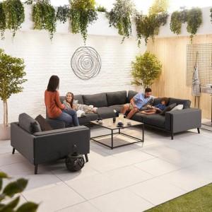 Nova Outdoor Fabric Dark Grey Infinity Corner Fabric Sofa Set with Lounge Chair Nova Outdoor Fabric Dark Grey Infinity Corner Fabric Sofa Set with Lounge Chair