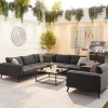 Nova Outdoor Fabric Dark Grey Infinity Corner Fabric Sofa Set with Lounge Chair