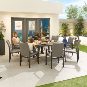 Nova Outdoor Fabric Hugo Light Grey 8 Seat Round Dining Set Nova Outdoor Fabric Hugo Light Grey 8 Seat Round Dining Set