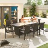 Nova Outdoor Fabric Hugo Dark Grey 8 Seat Rectangular Dining Set with Firepit