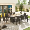 Nova Outdoor Fabric Hugo Dark Grey 8 Seat Rectangular Dining Set with Firepit