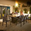 Nova Outdoor Fabric Hugo Light Grey 8 Seat Rectangular Dining Set with Firepit