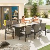 Nova Outdoor Fabric Hugo Light Grey 8 Seat Rectangular Dining Set with Firepit