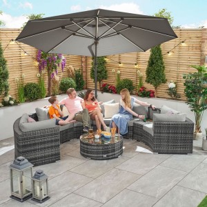 Nova Garden Furniture Kensington Grey Weave 1A Curved Corner Sofa Set Nova Garden Furniture Kensington Grey Weave 1A Curved Corner Sofa Set