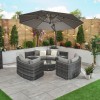 Nova Garden Furniture Kensington Grey Weave 1A Curved Corner Sofa Set