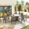 Nova Outdoor Fabric Hugo Light Grey 8 Seat Round Dining Set with Firepit