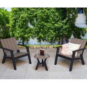 Signature Weave Garden Furniture Polly Tone Black & Grey Molded Plastic  2 Seater Set Signature Weave Garden Furniture Polly Tone Black & Grey Molded Plastic  2 Seater Set