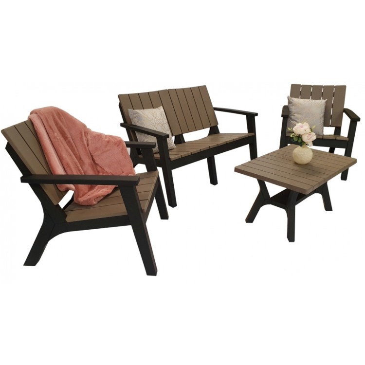 Signature Weave Garden Furniture Polly Black & Grey Weather Resistant 4 Seat Sofa Set