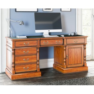 La Reine Cadence Mahogany Furniture Light Brown Twin Pedestal Computer Desk La Reine Cadence Mahogany Furniture Light Brown Twin Pedestal Computer Desk IMD06C