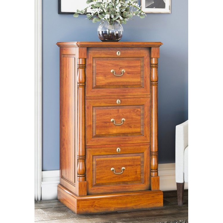 La Reine Mahogany Furniture Light Brown Three Drawer Filing Cabinet IMD07B