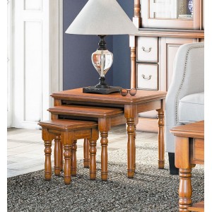 La Reine Mahogany Furniture Light Brown Nest of Three Tables La Reine Mahogany Furniture Light Brown Nest of Three Tables IMD08B