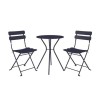 Cosco Outdoor Living Navy Metal Bistro Set with Metal Fixed Round Table and 2 Folding Chairs