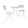 Cosco Outdoor Living White Metal Bistro Set with Metal Fixed Round Table and 2 Folding Chairs