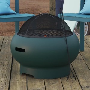 Novogratz Furniture Asher Dark Green 22" Wood Burning Fire Pit with Grilling Surface and Cover Novogratz Furniture Asher Dark Green 22" Wood Burning Fire Pit with Grilling Surface and Cover