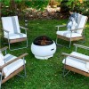 Novogratz Furniture Asher Bright White 22" Wood Burning Fire Pit with Grilling Surface and Cover
