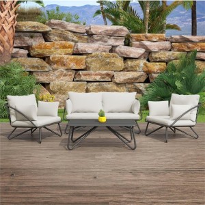 Novogratz Furniture Teddi Outdoor 4 Piece Conversation Set with Rain Covers Novogratz Furniture Teddi Outdoor 4 Piece Conversation Set with Rain Covers