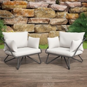 Novogratz Furniture Teddi Grey Metal Lounge Chair Set with Rain Covers Novogratz Furniture Teddi Grey Metal Lounge Chair Set with Rain Covers