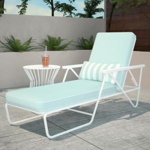 Novogratz Furniture Connie Outdoor Grey Multi Position Sun Chaise Lounger with Aqua Cushion and Cover Novogratz Furniture Connie Outdoor Grey Multi Position Sun Chaise Lounger with Aqua Cushion and Cover